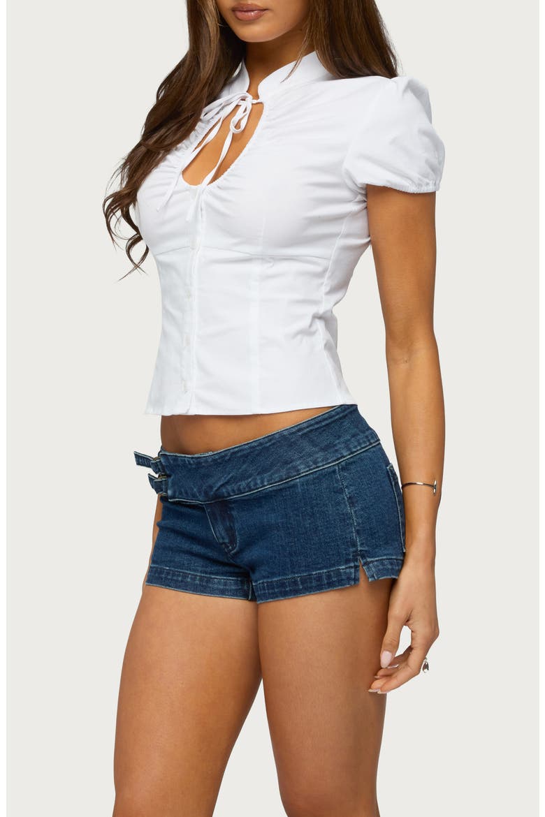 Weston Keyhole Button Up Top, Alternate, color, WHITE