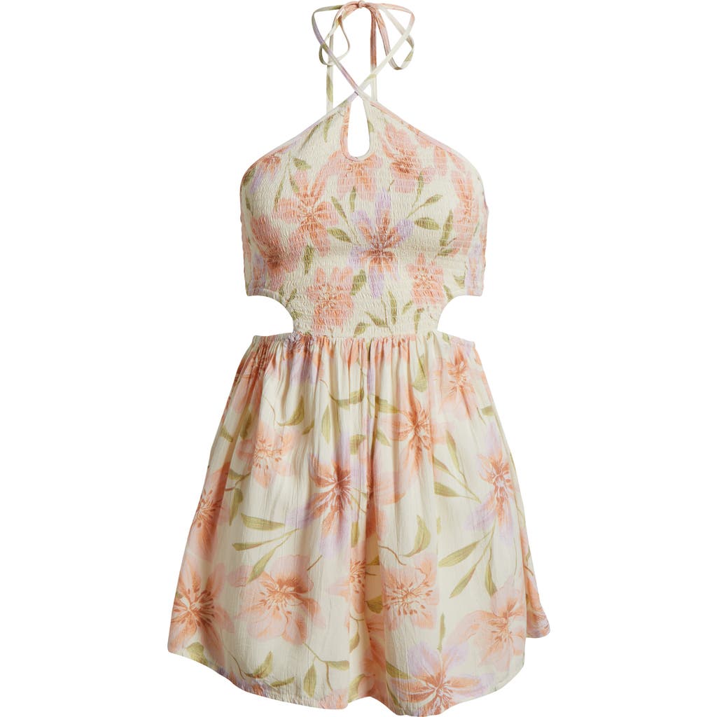 Billabong So Golden Smocked Halter Romper In Bright White