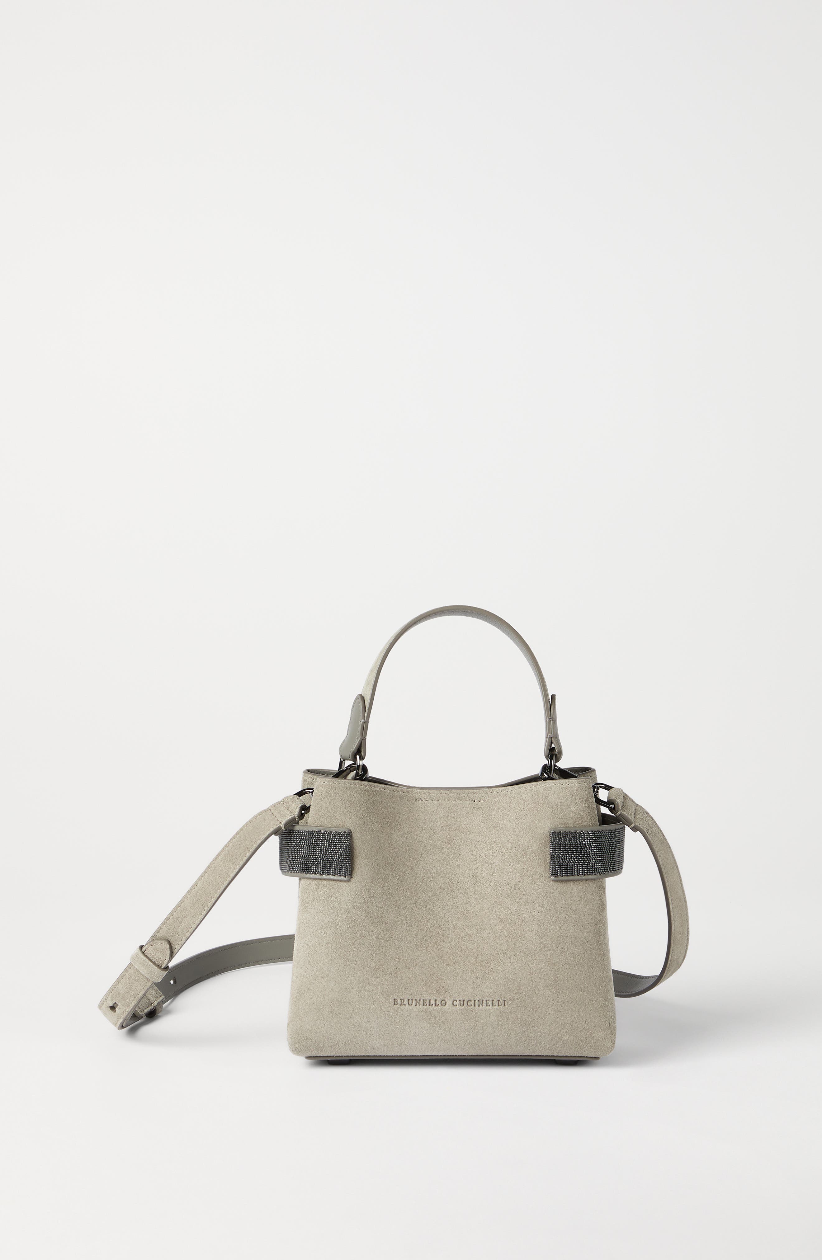 Brunello Cucinelli Small Top-Handle Essence bag, Alternate, color, Khaki