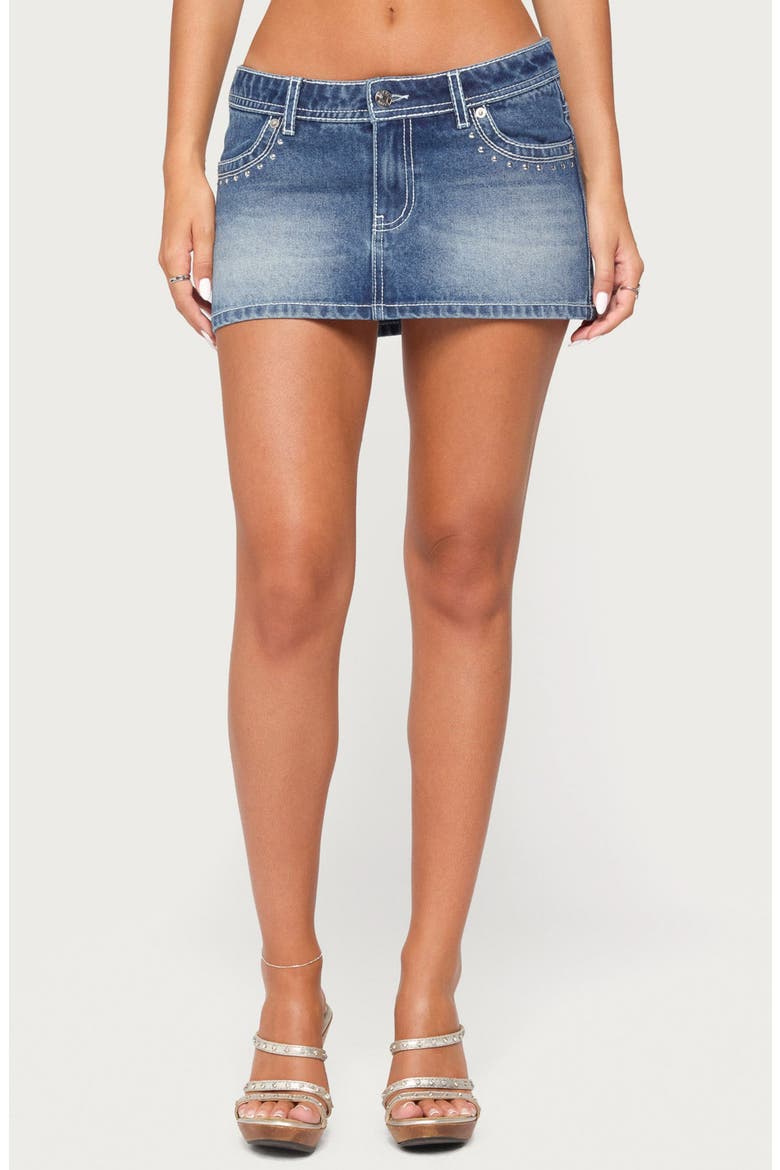 Elixa Denim Mini Skort, Main, color, MEDIUM-BLUE