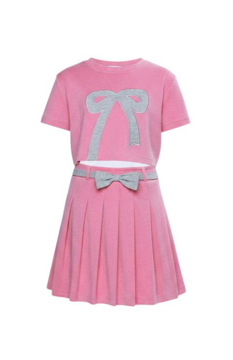 Casual Bow Top and Pleated Skirt Set (Toddler, Little Kid & Big Kid)