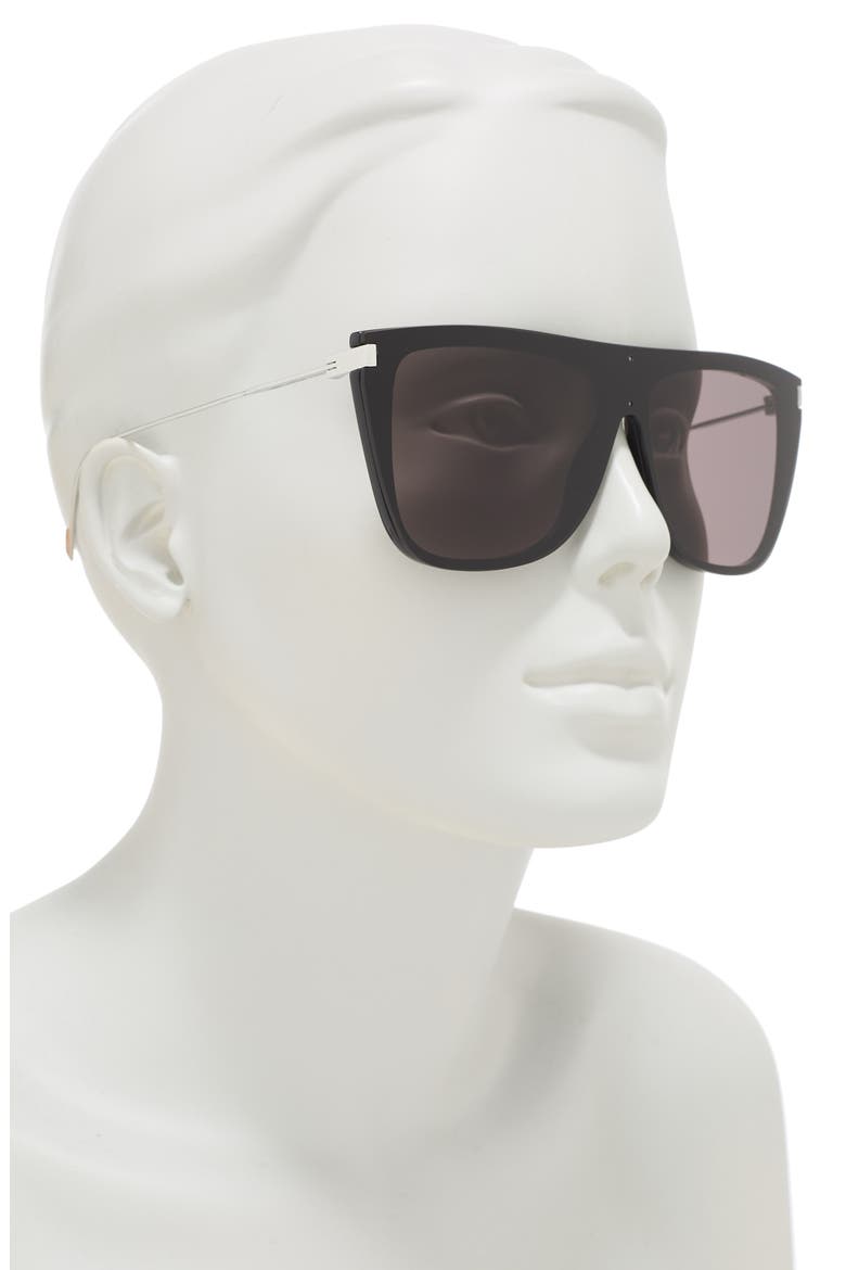 99mm Flat Top Sunglasses, Alternate, color, SHINY BLACK