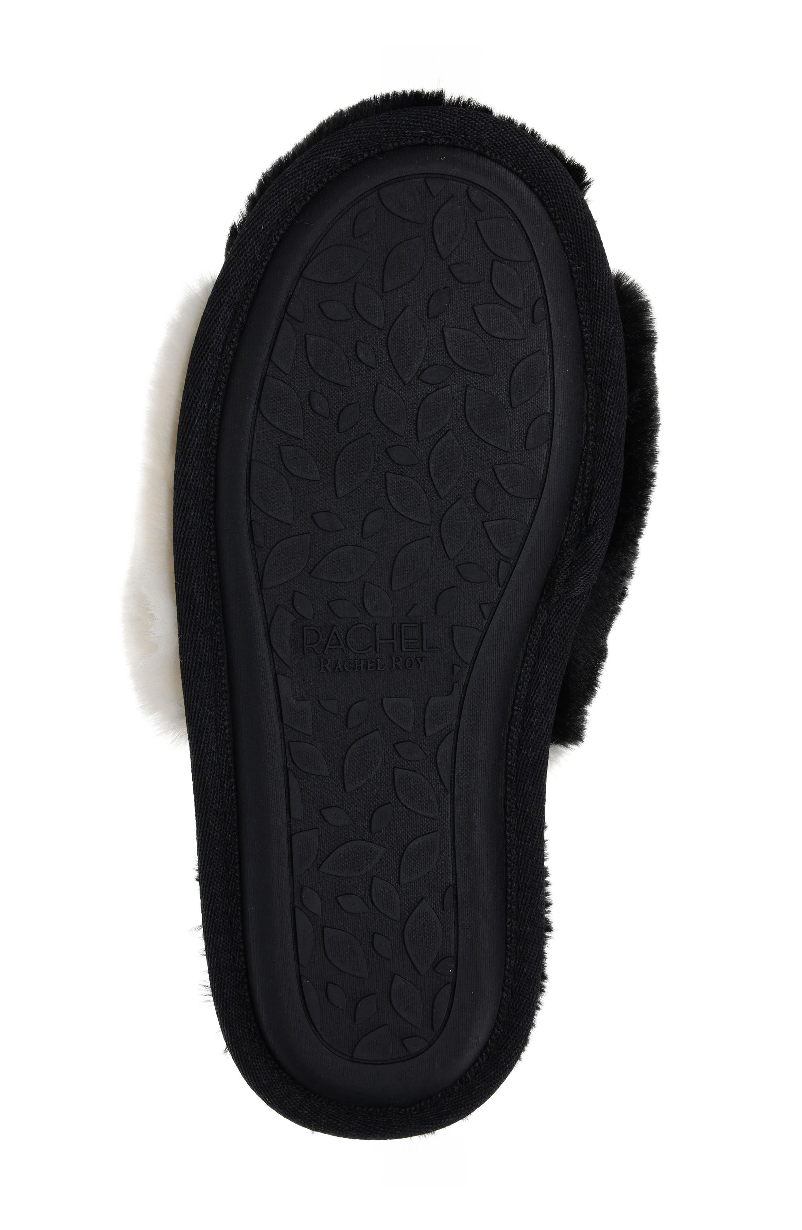 Rachel Roy Plush Twist Faux Fur Slide Slipper, Alternate, color, Black