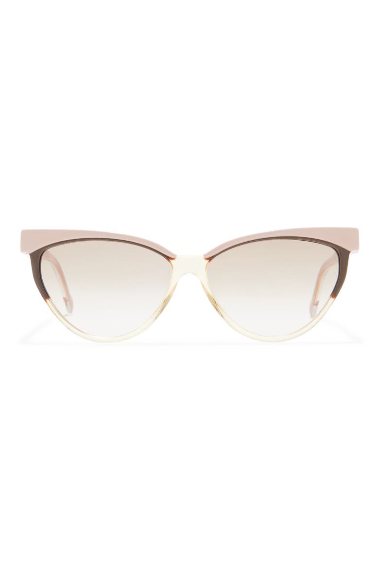 59mm Cat Eye Sunglasses, Main, color, PINK VANILLA MID BROWN GRAD