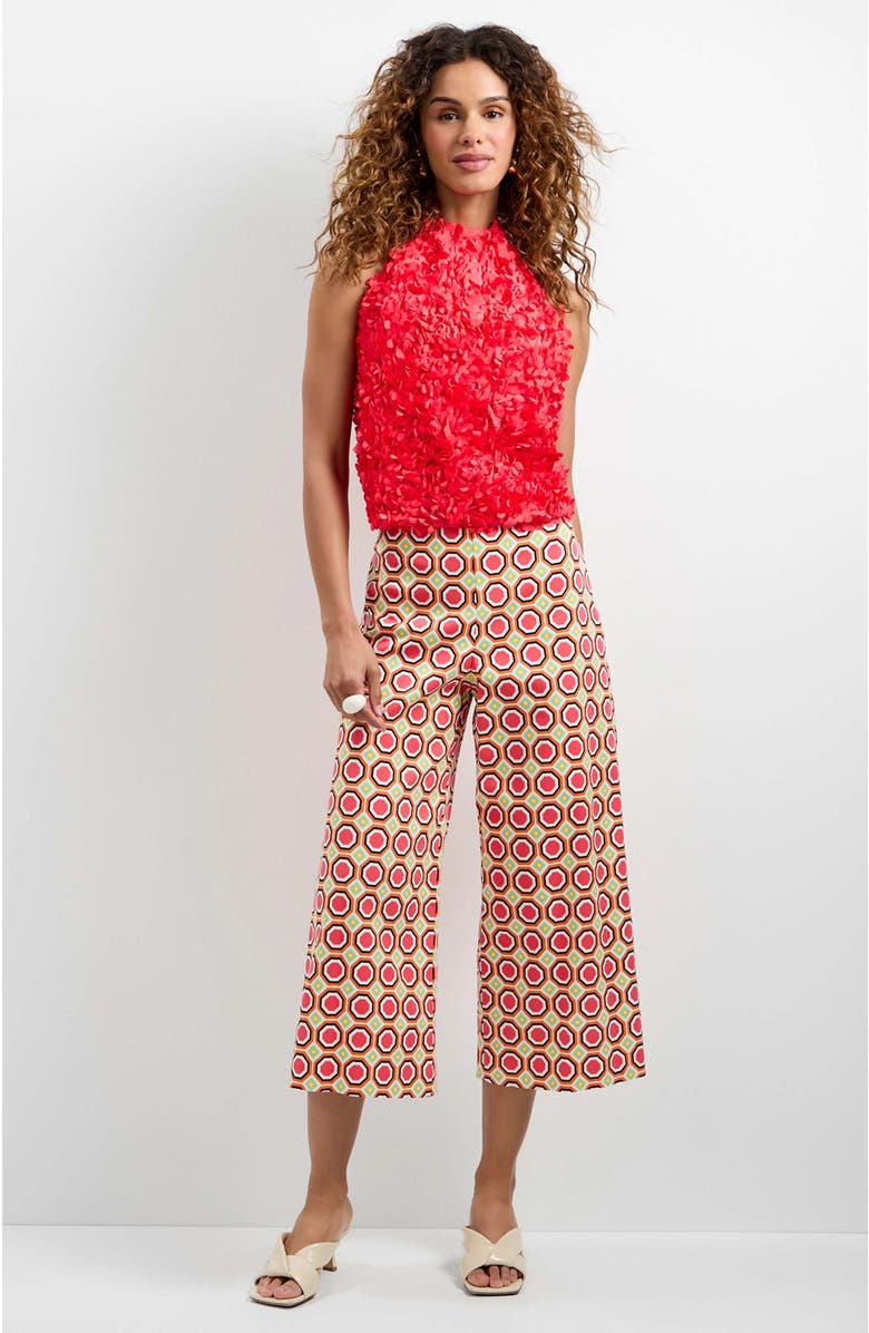 Trina Turk Tamika 3D Floral Halter Top, Alternate, color, Corso Coral