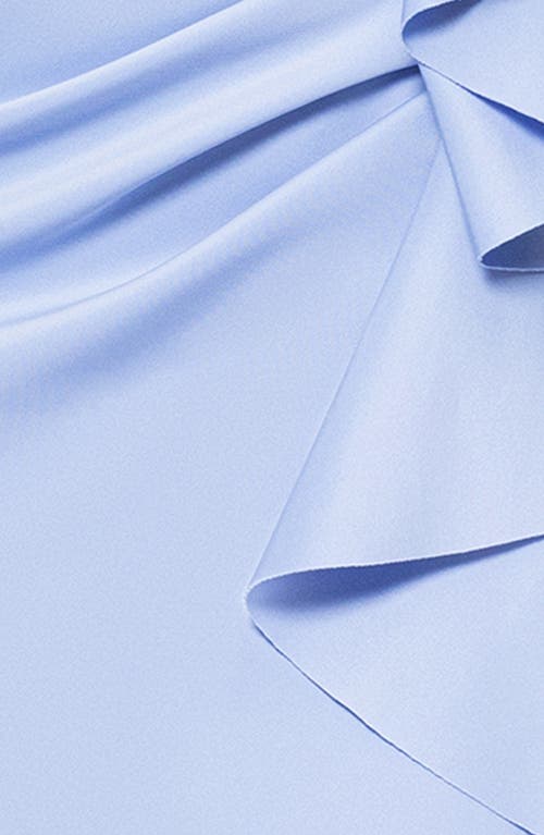 Xscape Evenings Ruffle Off The Shoulder Scuba Gown In Periwinkle