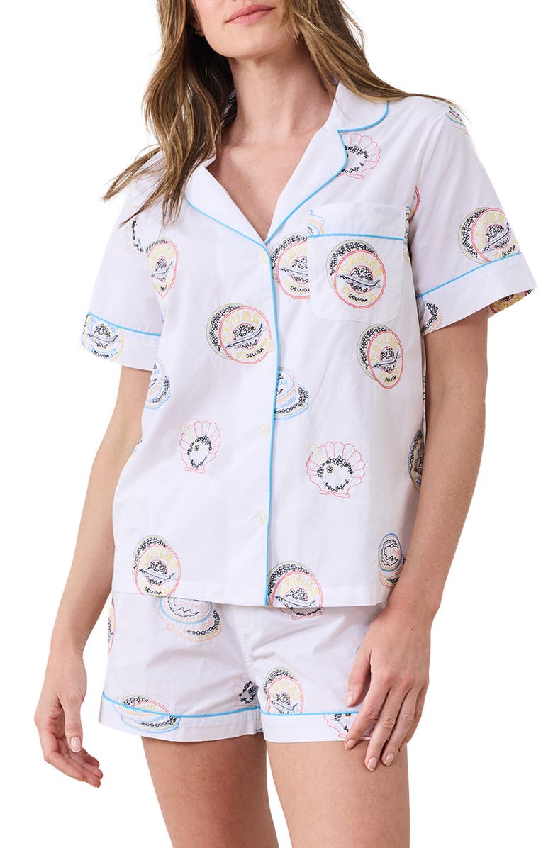 Printfresh Cotton Poplin Short Pajamas, Main, color, Pearl