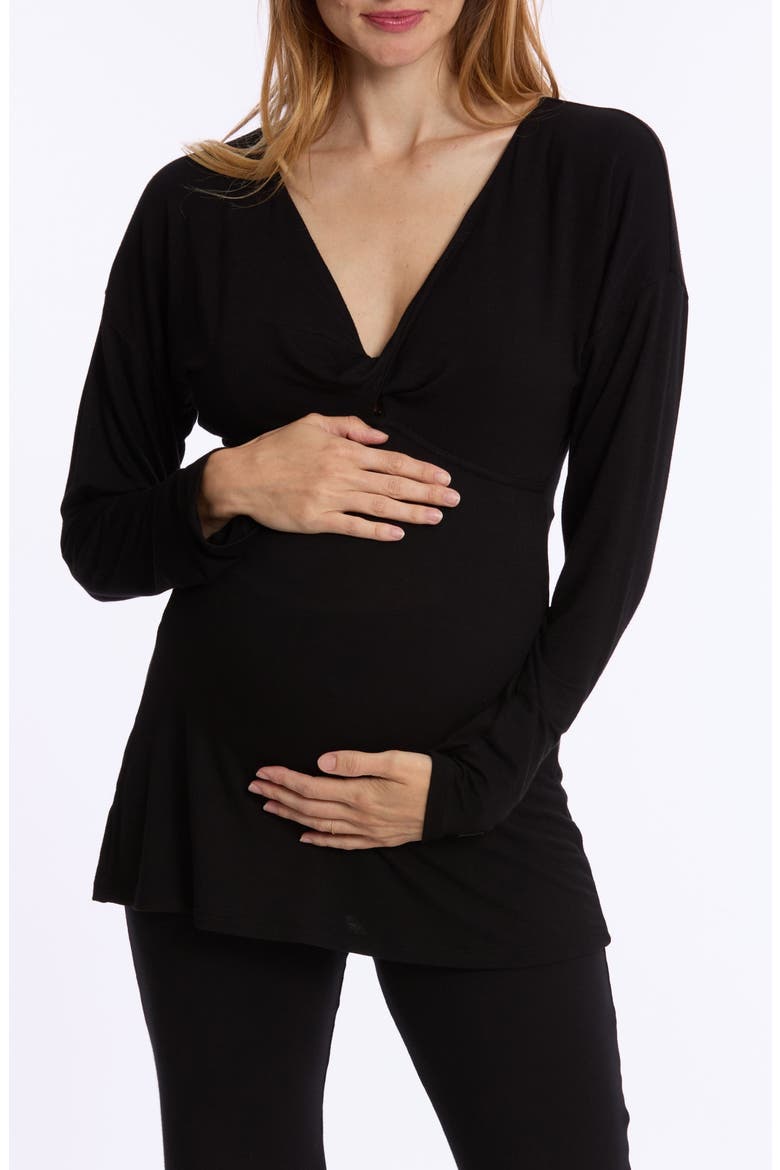 Louna Maternity and Nursing Long Sleeve T-Shirt, Main, color, BLACK