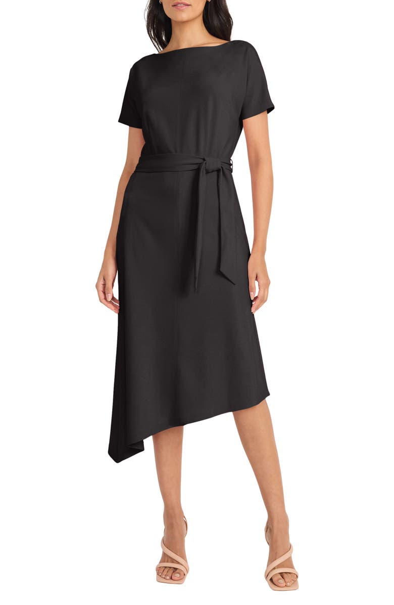 Maggy London Asymmetric Hem Midi Dress, Main, color, 