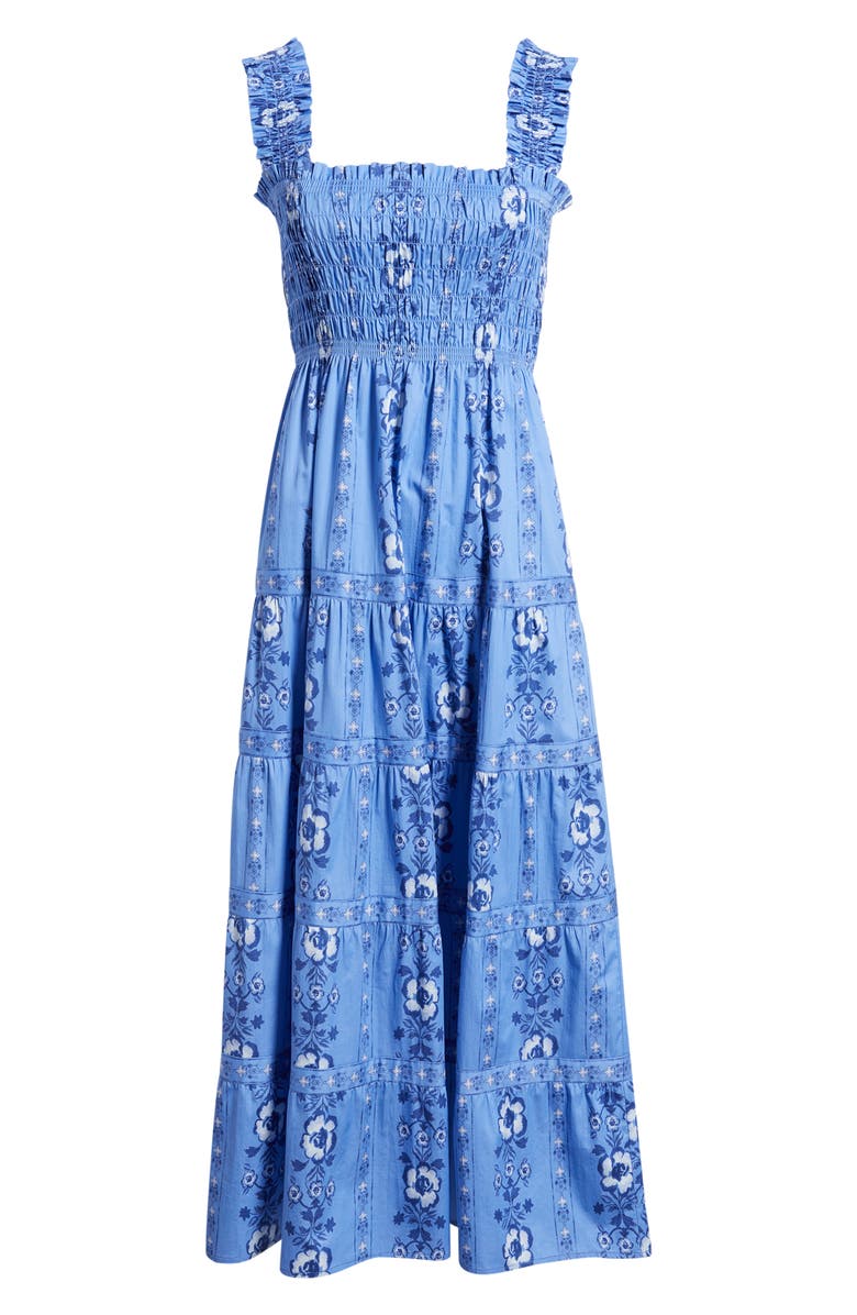 Hill House Home The Kimmy Smocked Sleeveless Maxi Dress, Alternate, color, Arcadia Border Blue