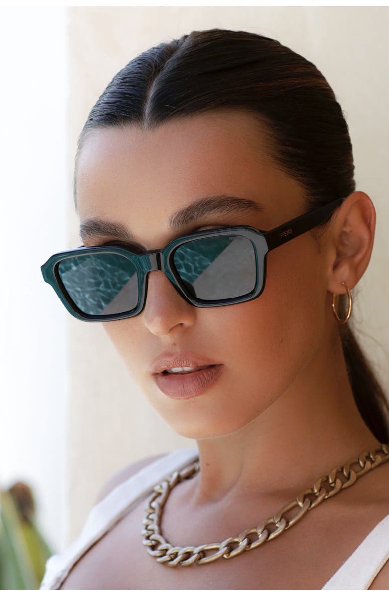 FREYRS Eyewear Hudson Rectangular Sunglasses, Alternate, color, Black