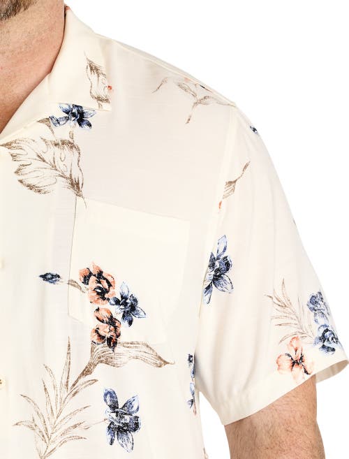 Tommy Bahama Big & Tall Veracruz Cay Vintage Flora Sport Shirt In Vanilla Ice
