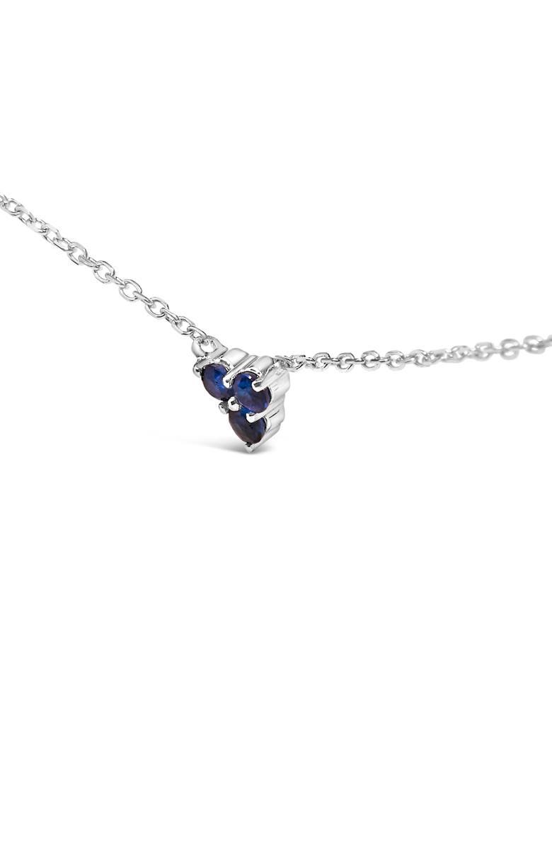 Haus of Brilliance 14K White Gold 1/5 Cttw Diamond and Sapphire Trio Cluster Station Necklace, Alternate, color, White Gold