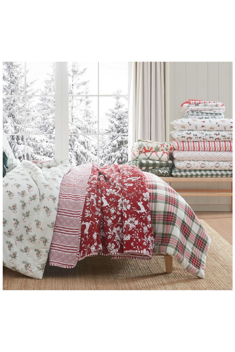Holiday Tree Cotton Decorative Pillow, Alternate, color, WHITE/ SPRUCE