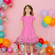Sweet Wink Raspberry Confetti Short Sleeve Tutu Dress (Toddler, Little Kid & Big Kid)