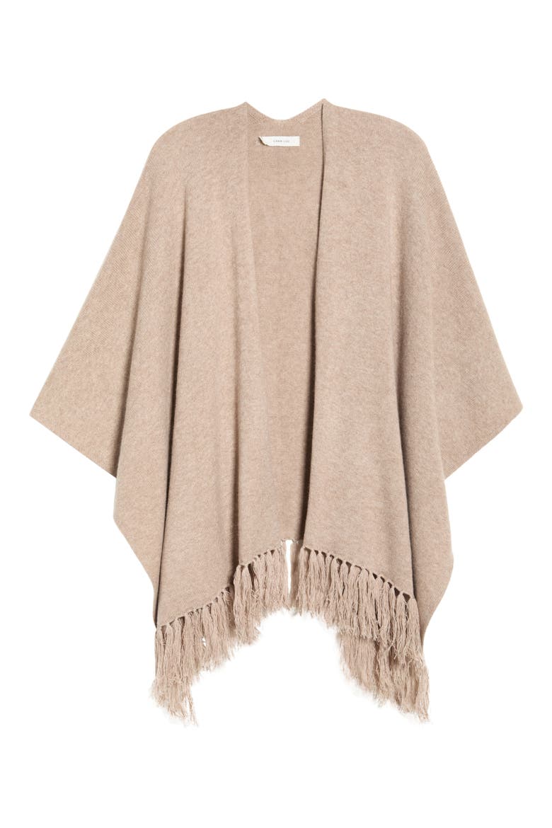 Wool & Cashmere Ruana, Alternate, color, SAND