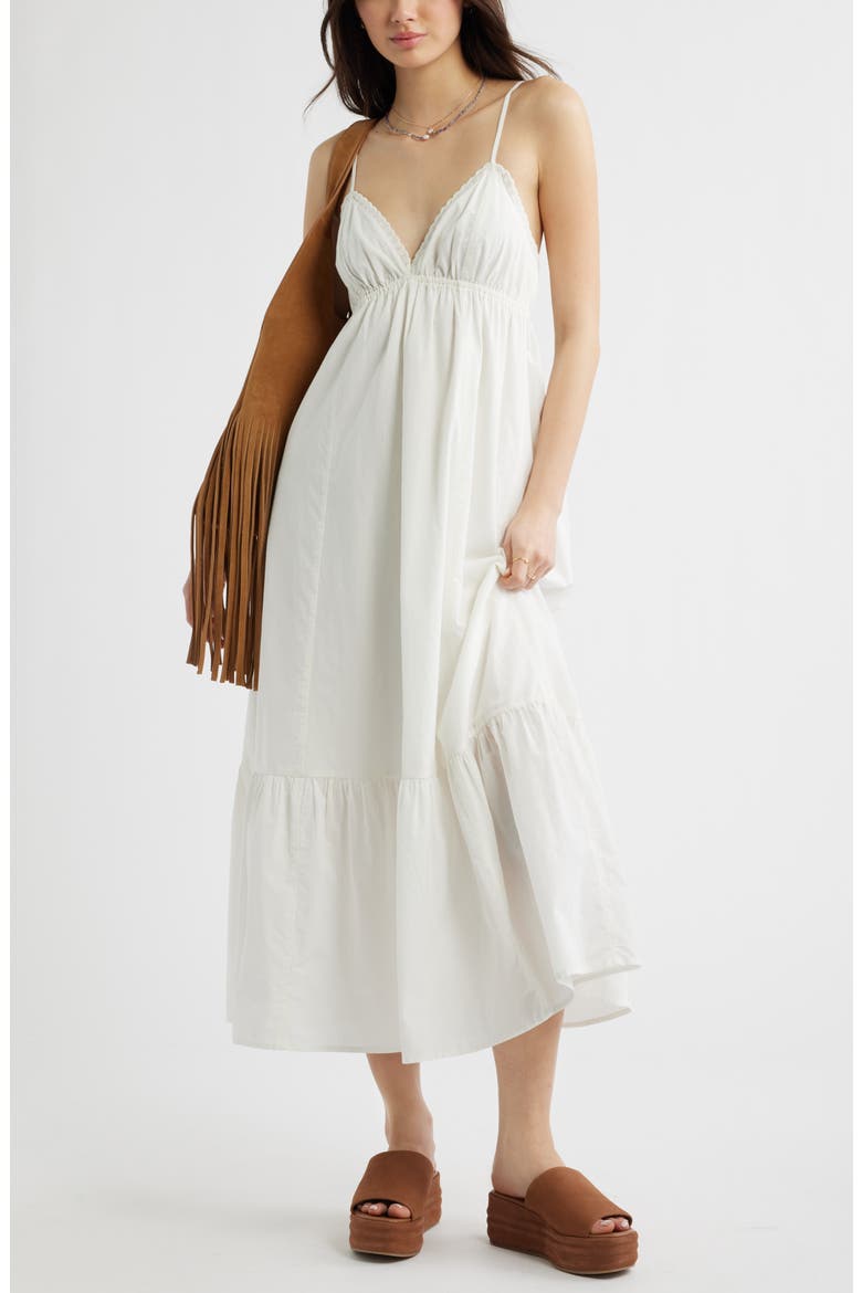 Ruffle Hem Cotton Maxi Dress, Alternate, color, IVORY