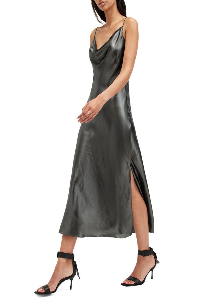 Hadley Metallic Satin Slipdress, Alternate, color, METALLIC GREY