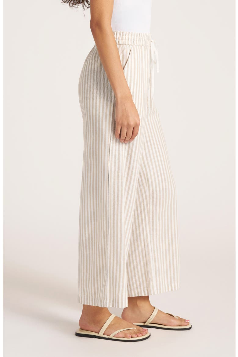Beverly Relaxed Stripe Linen Blend Drawstring Pants, Alternate, color, NATURAL
