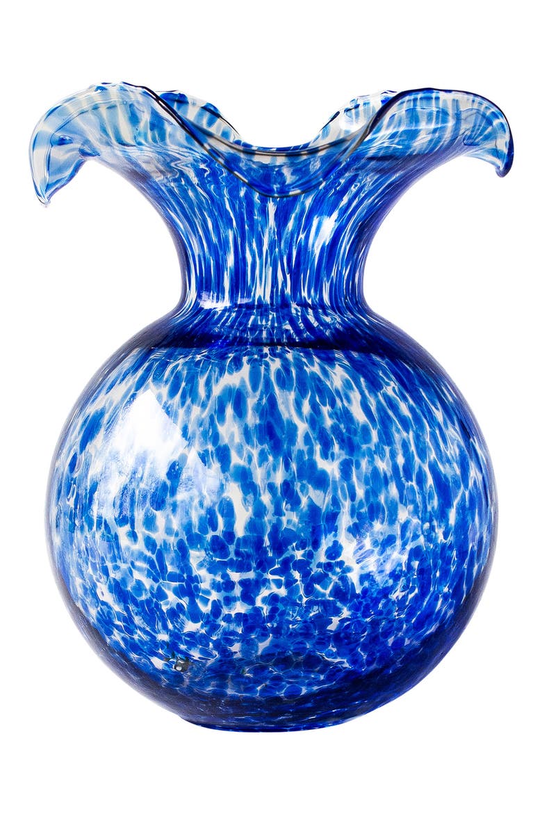 Hibiscus Fluted Glass Vase, Alternate, color, BLUE