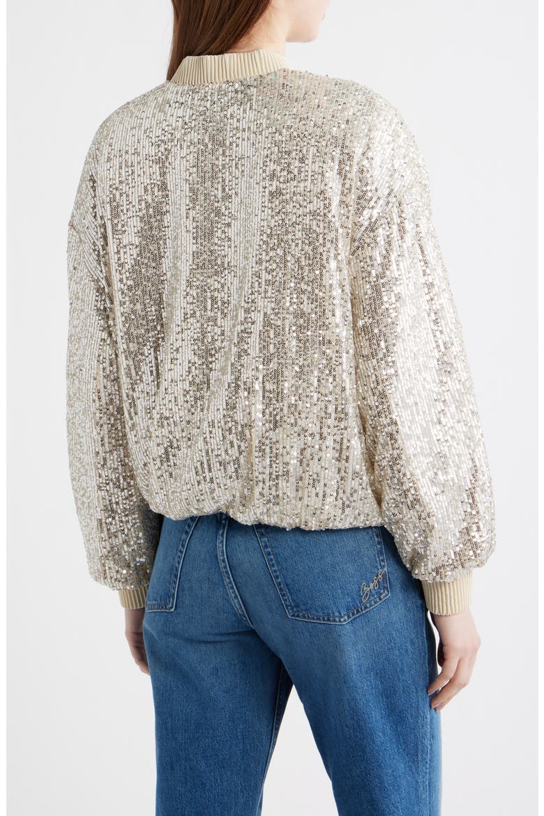 Jilloi Sequin Bomber Jacket, Alternate, color, OPEN BEIGE
