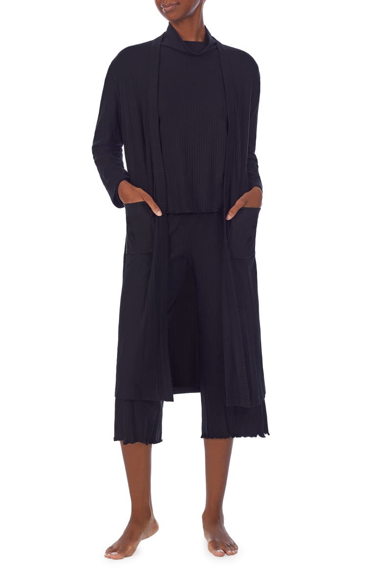 Rib Open Cardigan, Main, color, BLACK