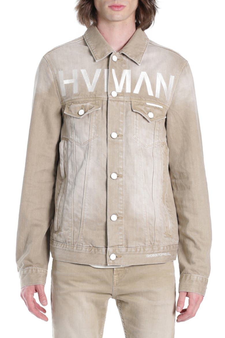 MK2 Embroidered Logo Denim Trucker Jacket, Main, color, KHAKI