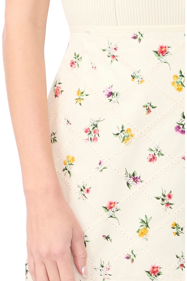 Margaret Floral Cotton Miniskirt, Alternate, color, VANILLA ICE