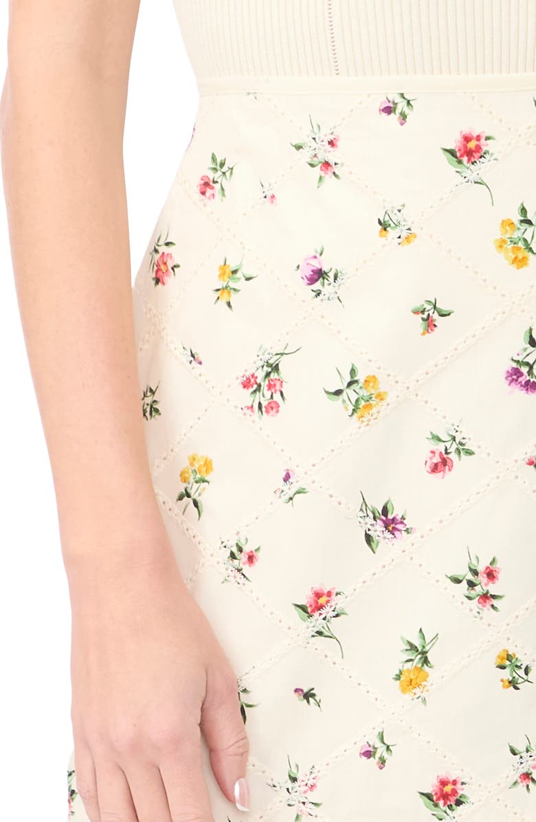 Ted Baker Margaret Floral Cotton Miniskirt, Alternate, color, Vanilla Ice