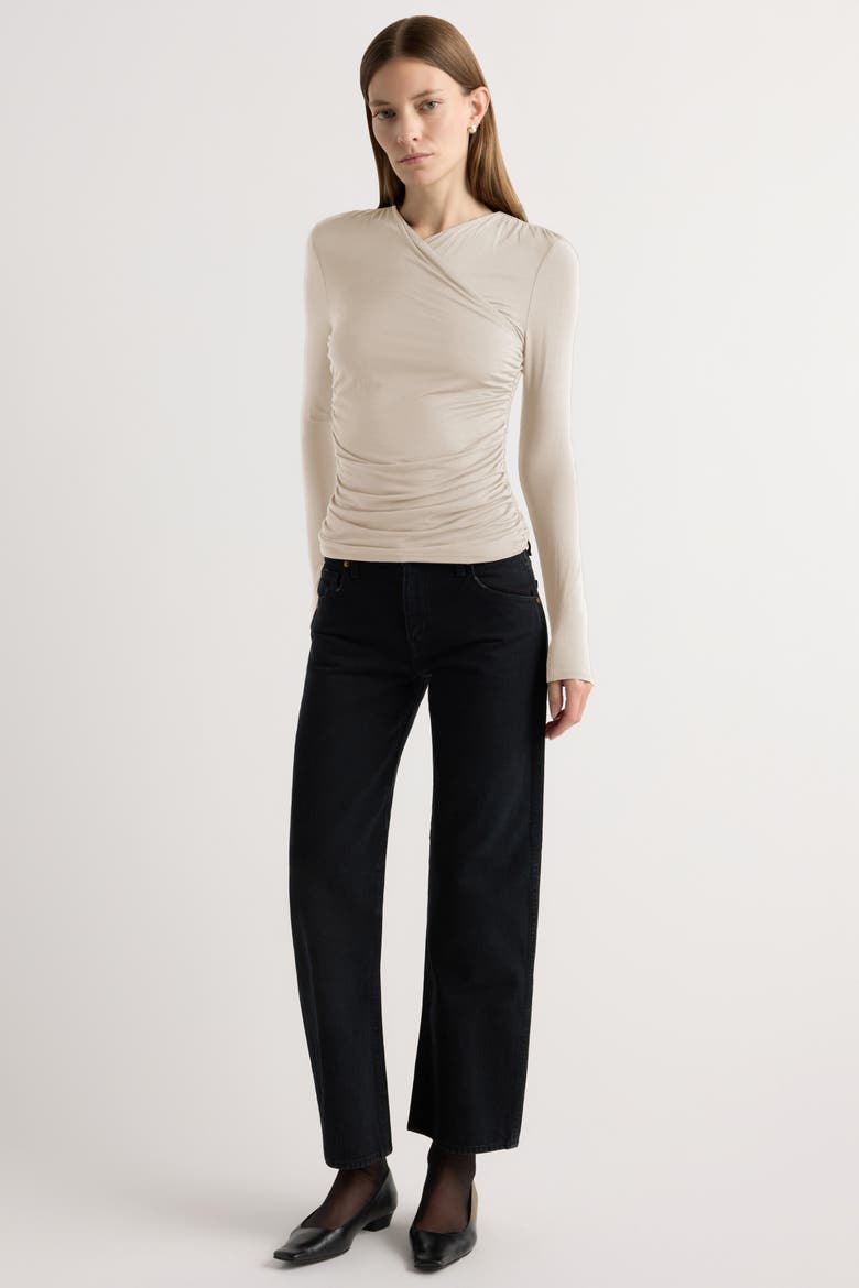 Lilou Wrap-Neck Long-Sleeve Tee, Alternate, color, Pampas