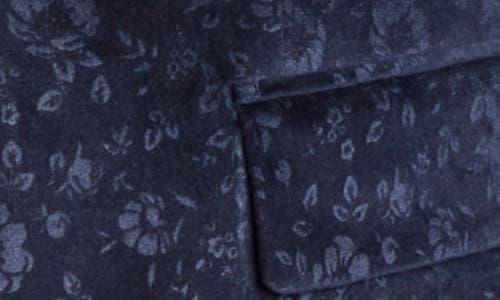 Paisley & Gray Regent Slim Fit Floral Velvet Dinner Jacket In Blue