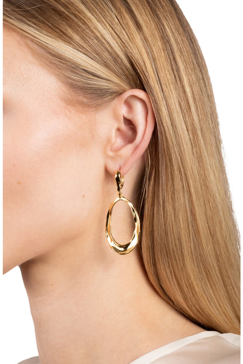 Molten Oval Link Lever-Back Drop Earrings, Alternate, color, GOLD