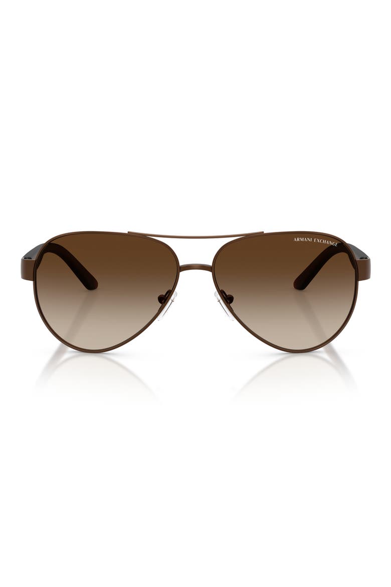59mm Gradient Pilot Sunglasses, Main, color, MATTE BROWN / GRADIENT BROWN