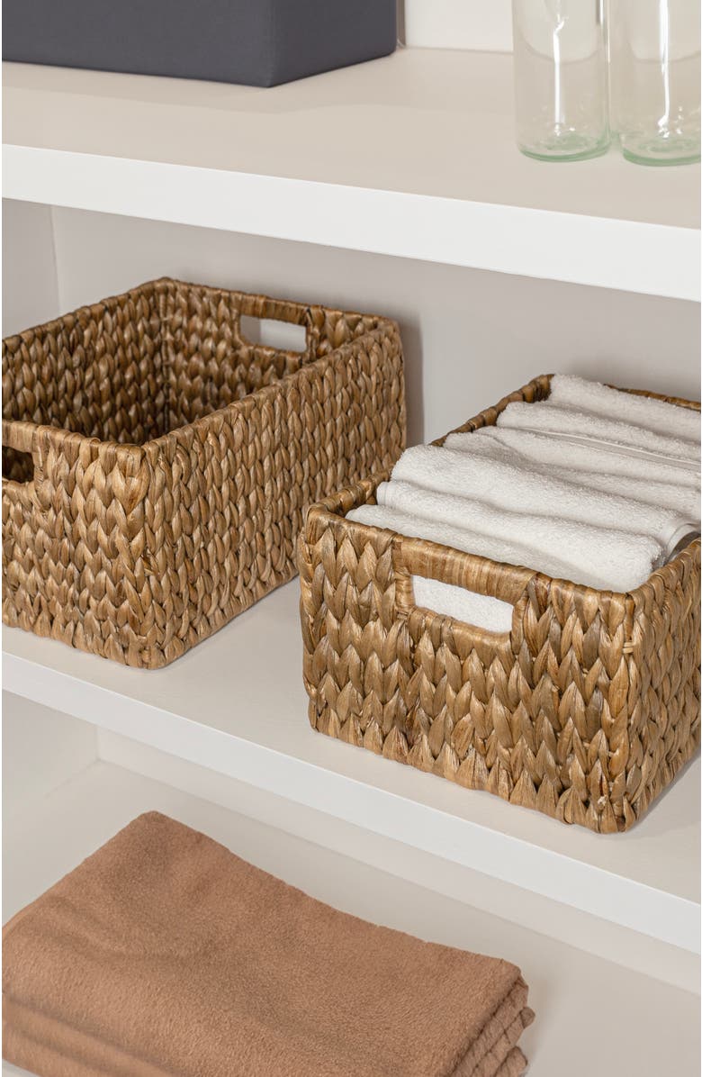 HAPPIMESS Leif Rustic Minimalist Hand-Woven Hyacinth Nesting Baskets with Handles, Alternate, color, Natural