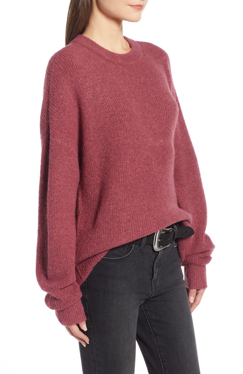 Something Navy Fuzzy Oversize Sweater, Alternate, color,