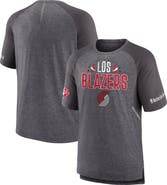 FANATICS Men's Fanatics Branded Heathered Gray Portland Trail Blazers 2022 Noches Ene-Be-A Core Shooting Raglan T-Shirt