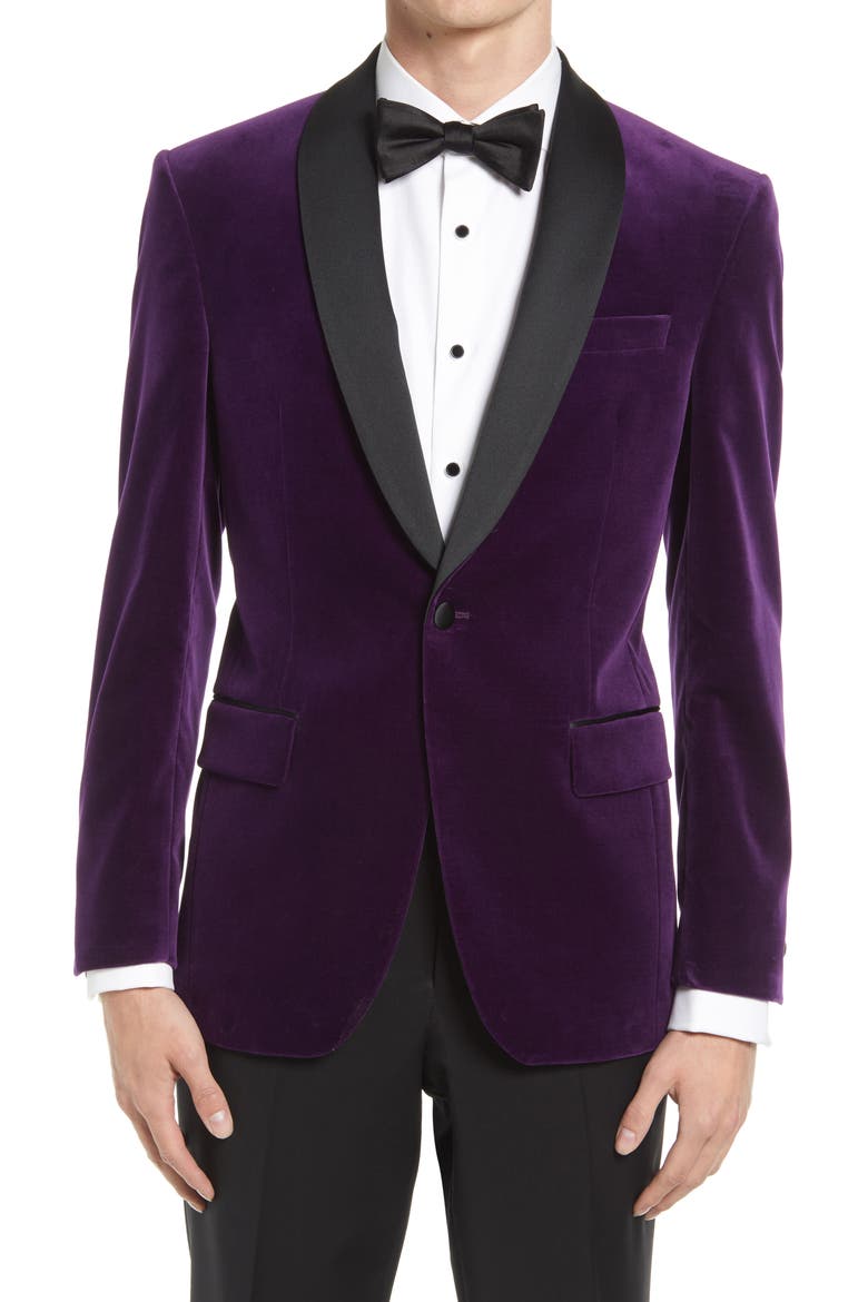 Josh Slim Fit Velvet Tuxedo Jacket, Main, color, PURPLE