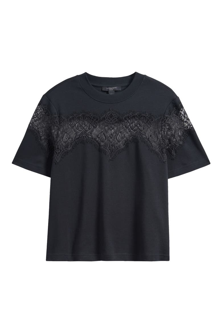 Lisa Lace Panel T-Shirt, Alternate, color, BLACK