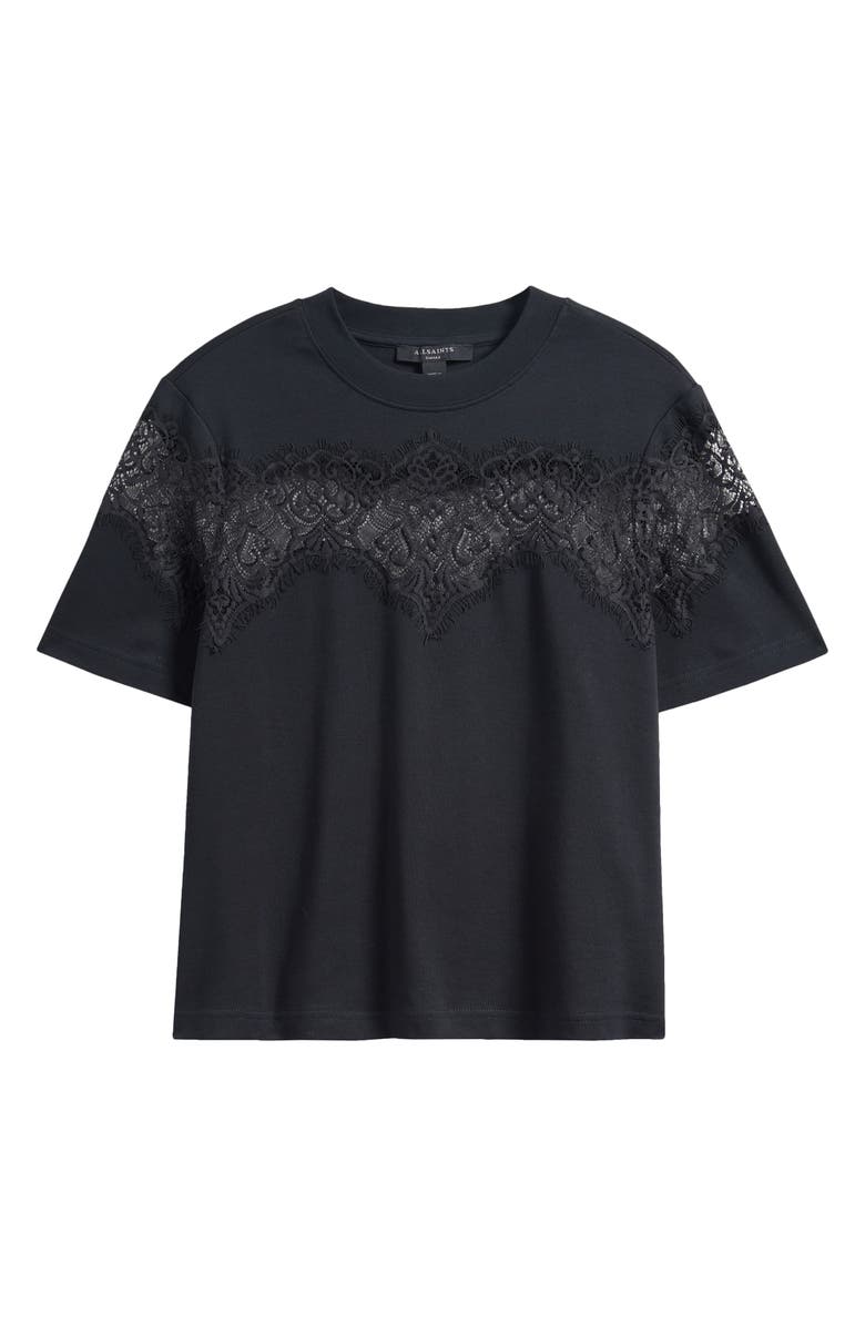 AllSaints Lisa Lace Panel T-Shirt, Main, color, Black