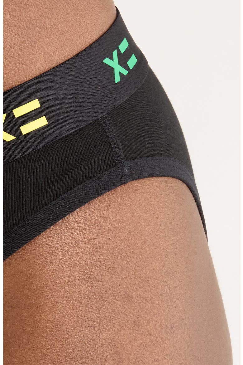 First Line Stretch Cotton Period Bikini, Alternate, color, BLACK X RAINBOW
