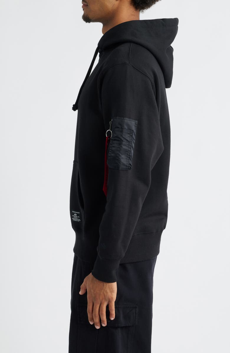 Alpha Industries Utility Pocket Cotton Fleece Hoodie, Alternate, color, Black
