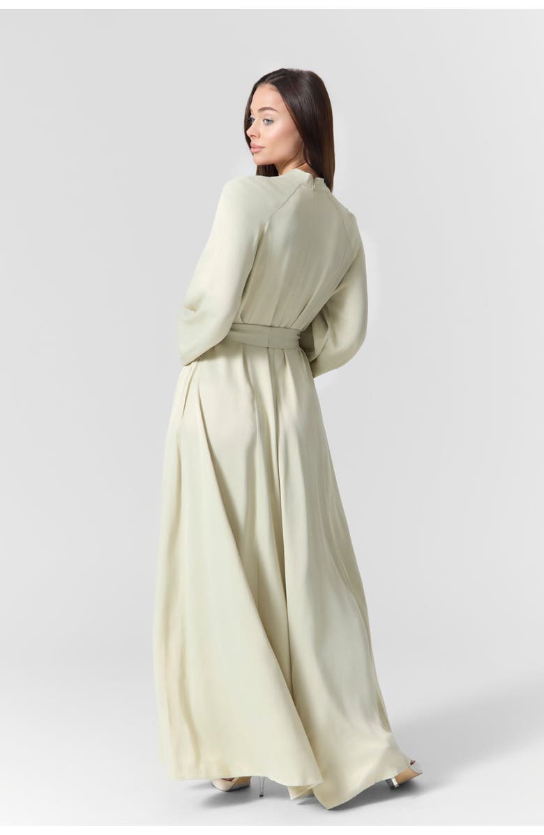 Le Fafo Silk Belted Maxi Dress, Alternate, color, Mint Green