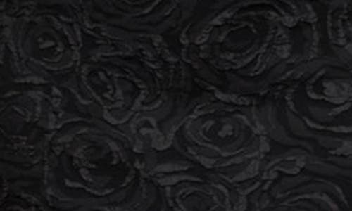Blu Pepper Floral Jacquard Puff Sleeve Minidress In Black