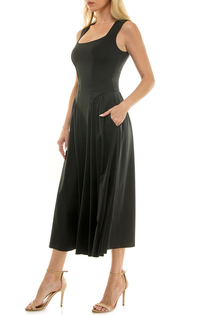 Socialite Square Neck Stretch Corset Dress, Alternate, color, Black