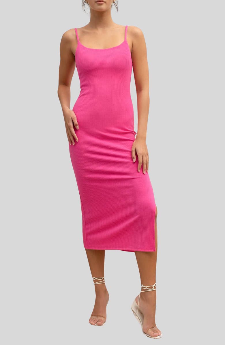 Blu Pepper Ribbed Body-Con Dress, Main, color, Fuchsia