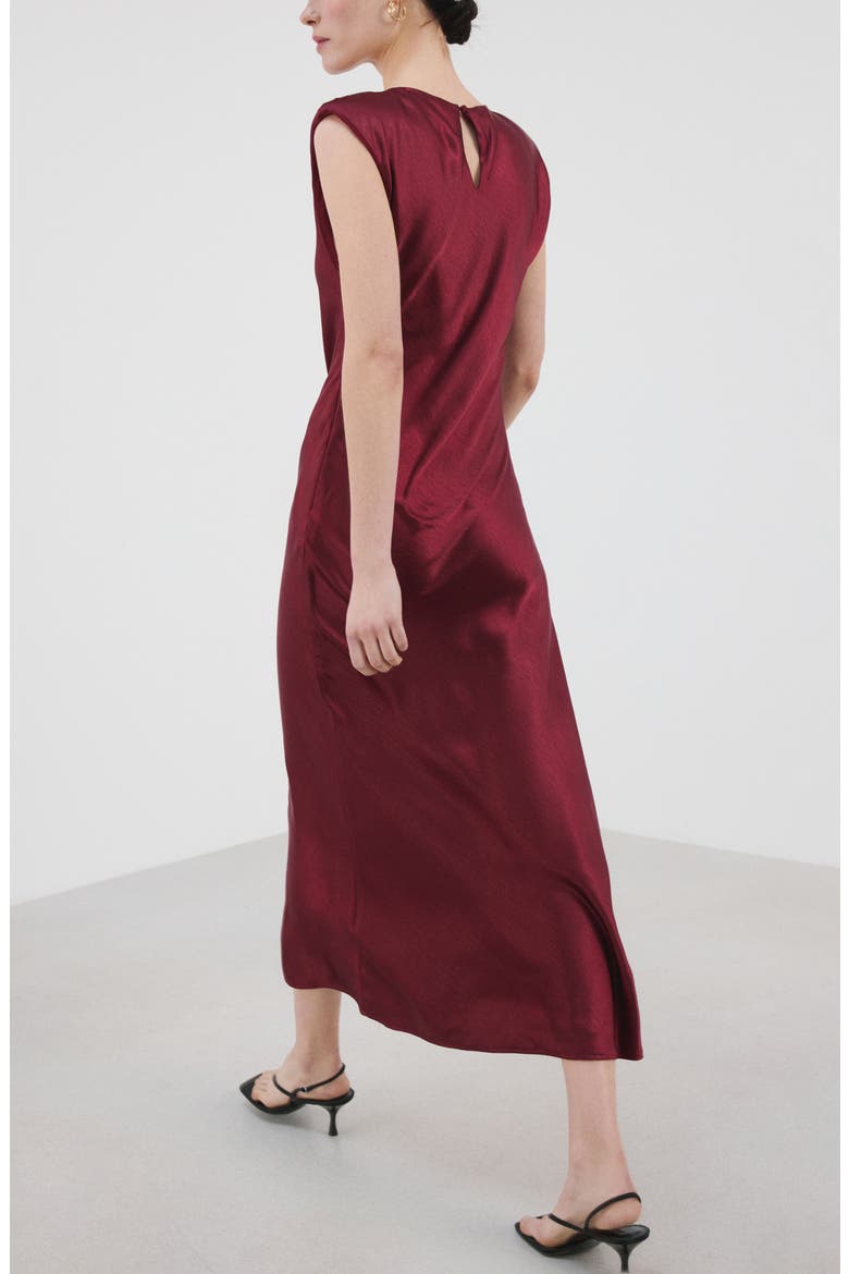 Sleeveless Satin Maxi Dress, Alternate, color, CHERRY