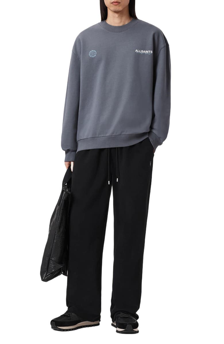 AllSaints Emblem Graphic Sweatshirt, Alternate, color, Slatewash Blue