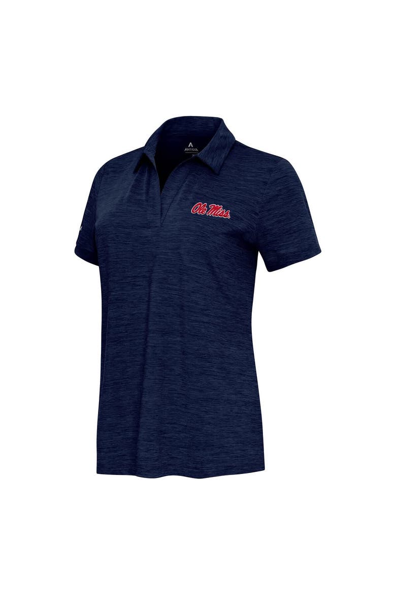 Women's  Antigua Heather Navy Ole Miss Rebels Layout V-Neck Polo, Main, color, Heather Navy