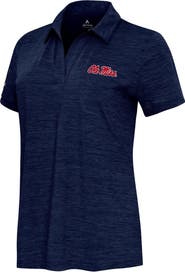 ANTIGUA Women's  Antigua Heather Navy Ole Miss Rebels Layout V-Neck Polo