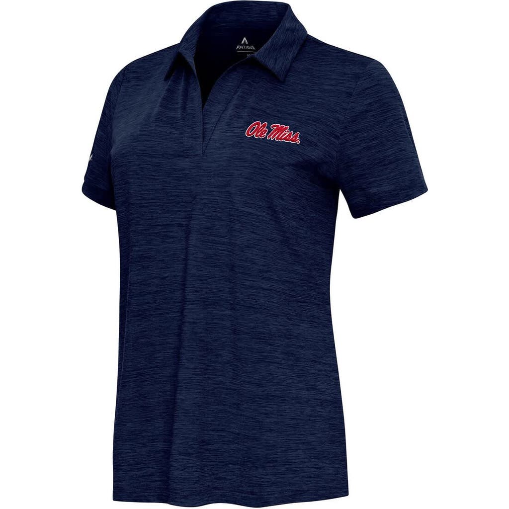 Antigua Heather Navy Ole Miss Rebels Layout V-neck Polo